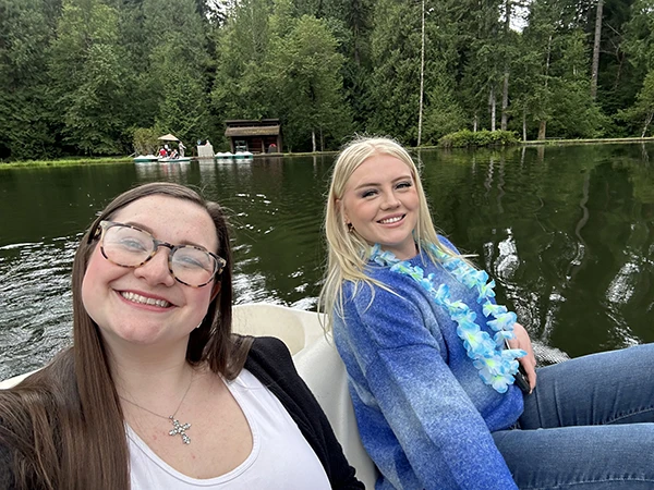 Pedal boating on the private lake at Alderbrook